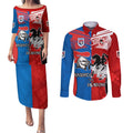 NRL Dragons and Knights Sporty Style Couples Matching Puletasi and Long Sleeve Button Shirt