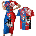 NRL Dragons and Knights Sporty Style Couples Matching Short Sleeve Bodycon Dress and Hawaiian Shirt