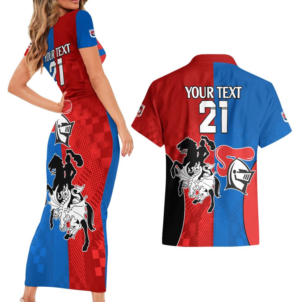 NRL Dragons and Knights Sporty Style Couples Matching Short Sleeve Bodycon Dress and Hawaiian Shirt