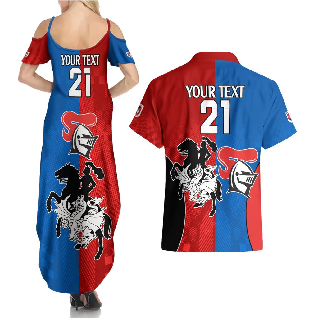NRL Dragons and Knights Sporty Style Couples Matching Summer Maxi Dress and Hawaiian Shirt