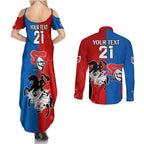NRL Dragons and Knights Sporty Style Couples Matching Summer Maxi Dress and Long Sleeve Button Shirt