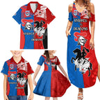 NRL Dragons and Knights Sporty Style Family Matching Summer Maxi Dress and Hawaiian Shirt