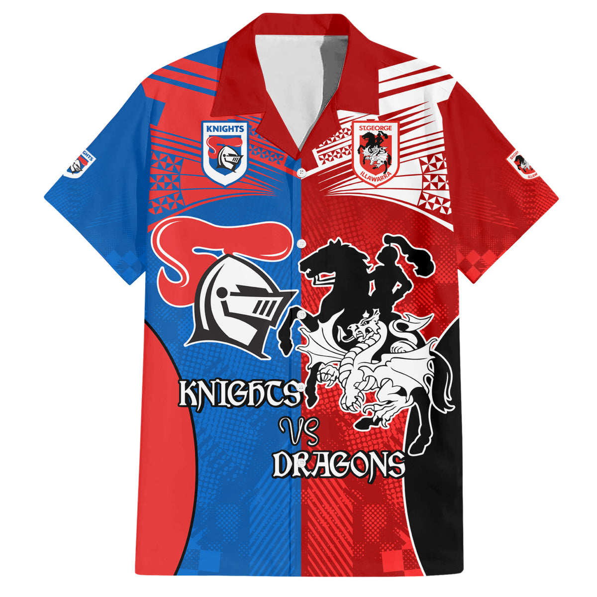 NRL Dragons and Knights Sporty Style Hawaiian Shirt