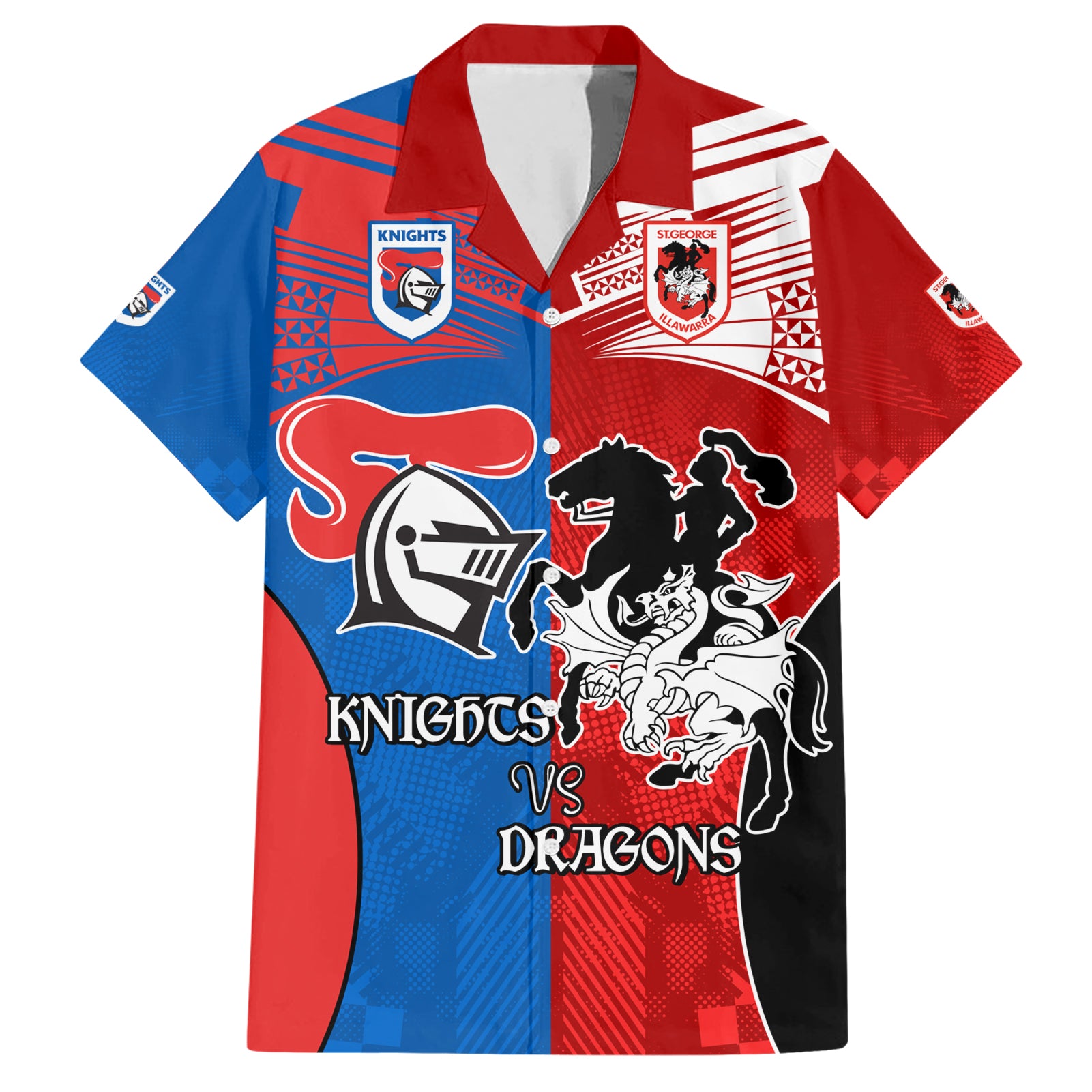 NRL Dragons and Knights Sporty Style Hawaiian Shirt