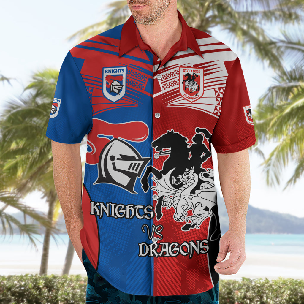 NRL Dragons and Knights Sporty Style Hawaiian Shirt