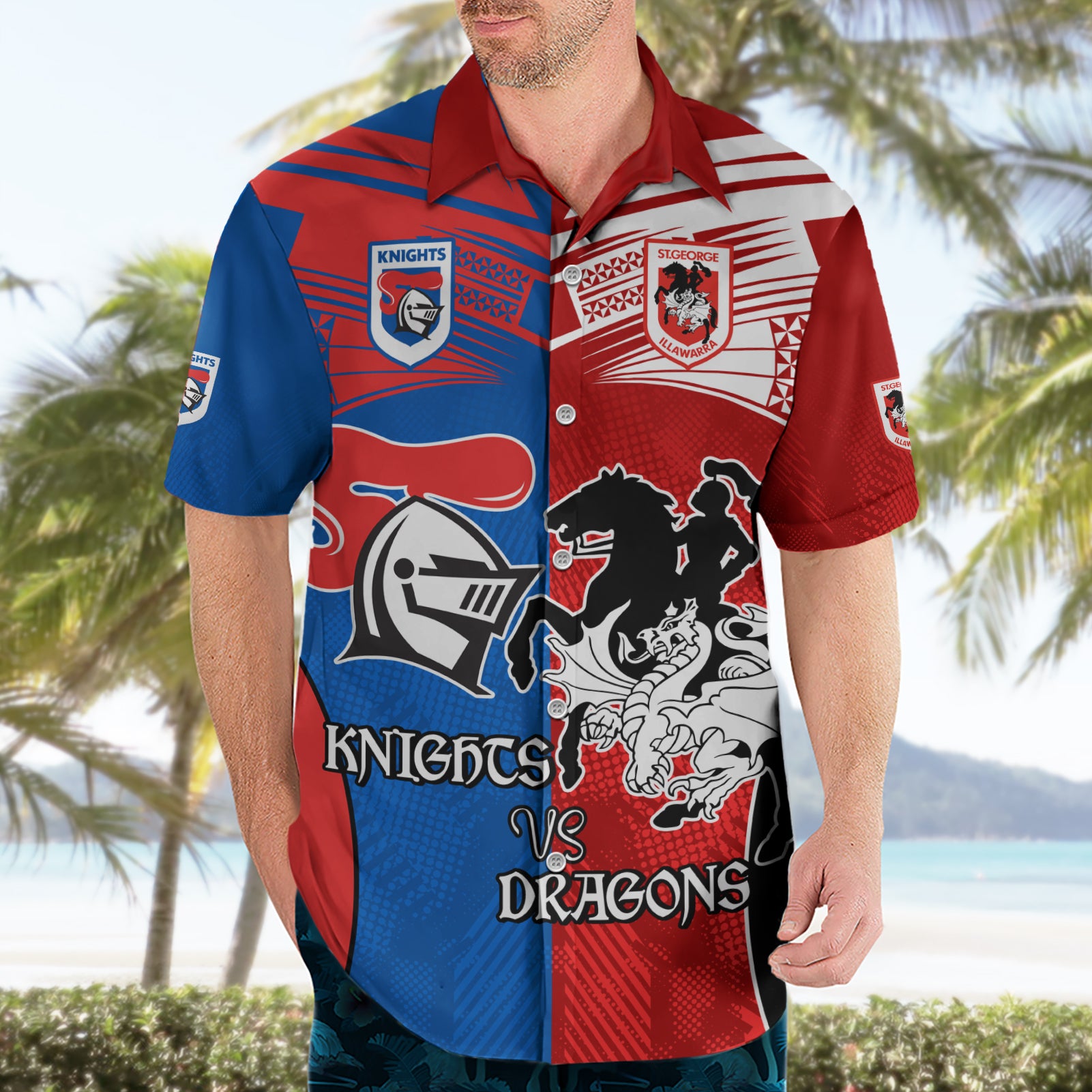 NRL Dragons and Knights Sporty Style Hawaiian Shirt