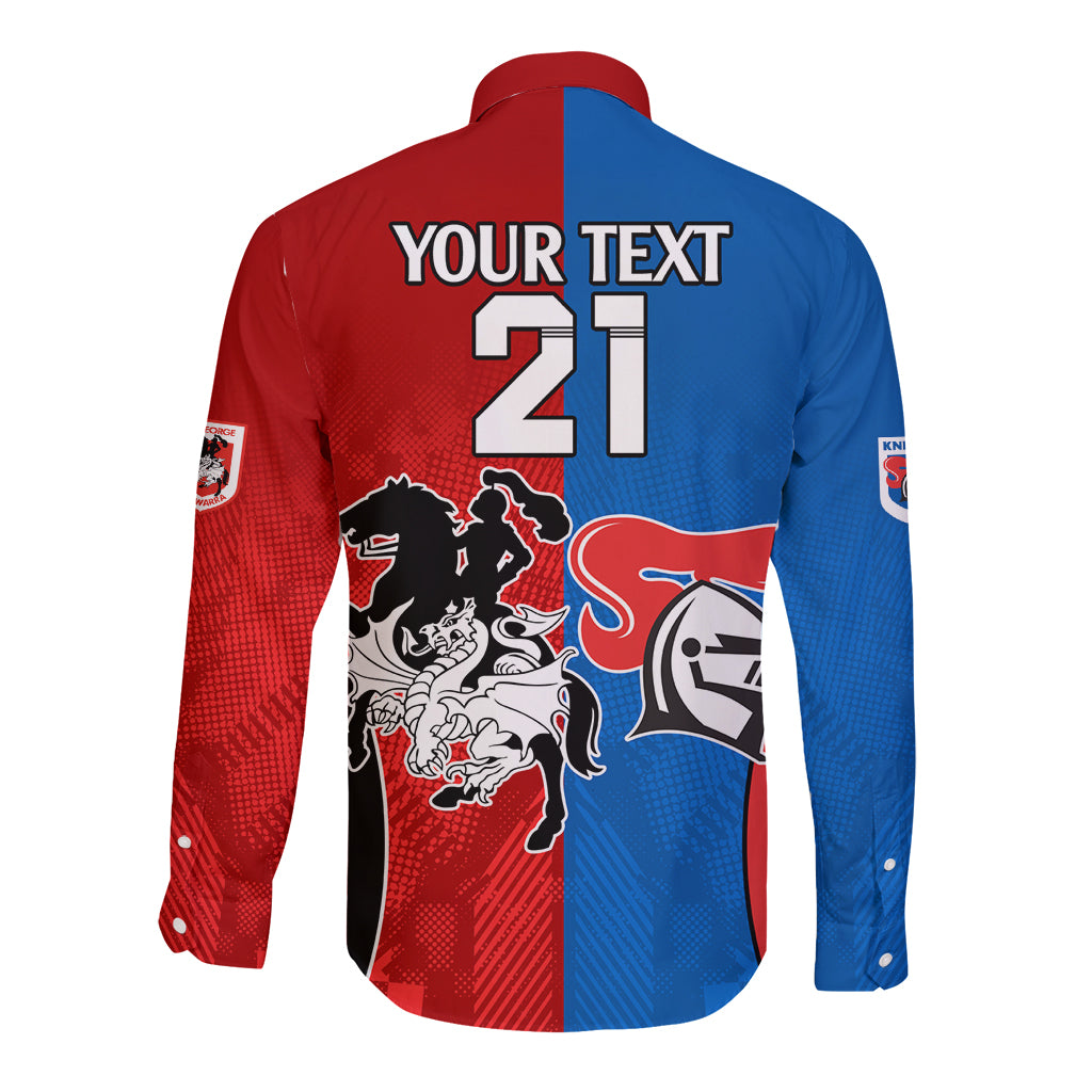 NRL Dragons and Knights Sporty Style Long Sleeve Button Shirt