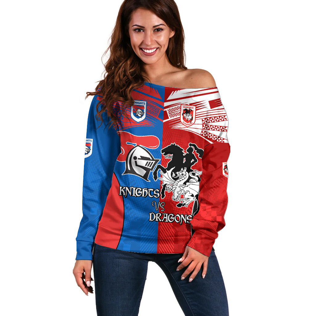 NRL Dragons and Knights Sporty Style Off Shoulder Sweater