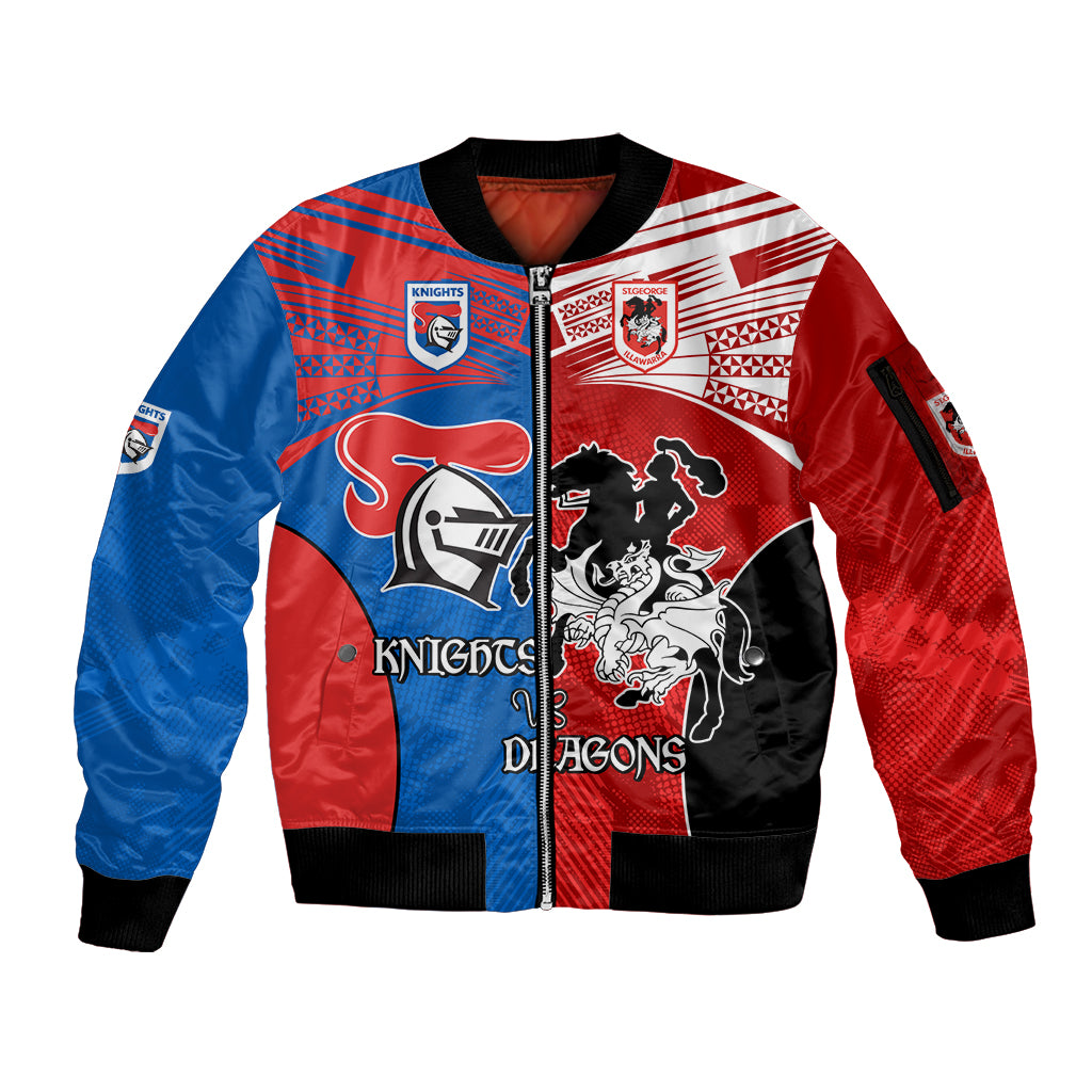 NRL Dragons and Knights Sporty Style Sleeve Zip Bomber Jacket