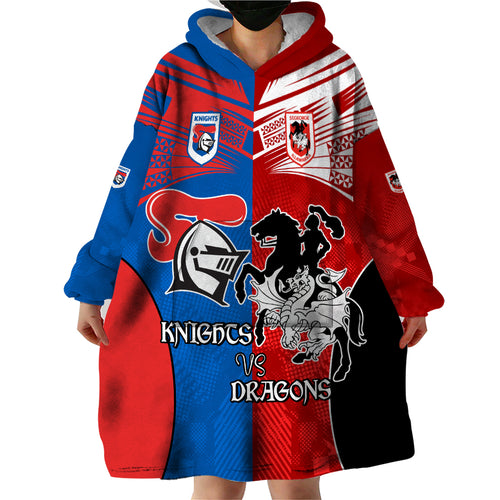 NRL Dragons and Knights Sporty Style Wearable Blanket Hoodie