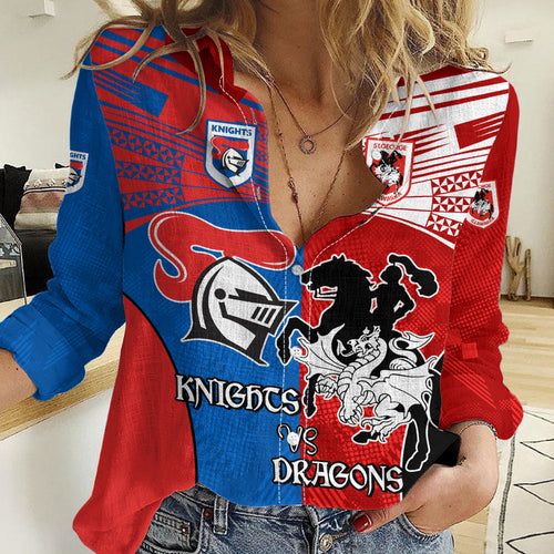 NRL Dragons and Knights Sporty Style Women Casual Shirt