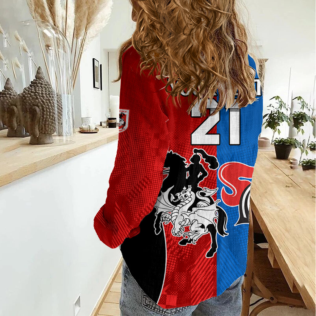 NRL Dragons and Knights Sporty Style Women Casual Shirt
