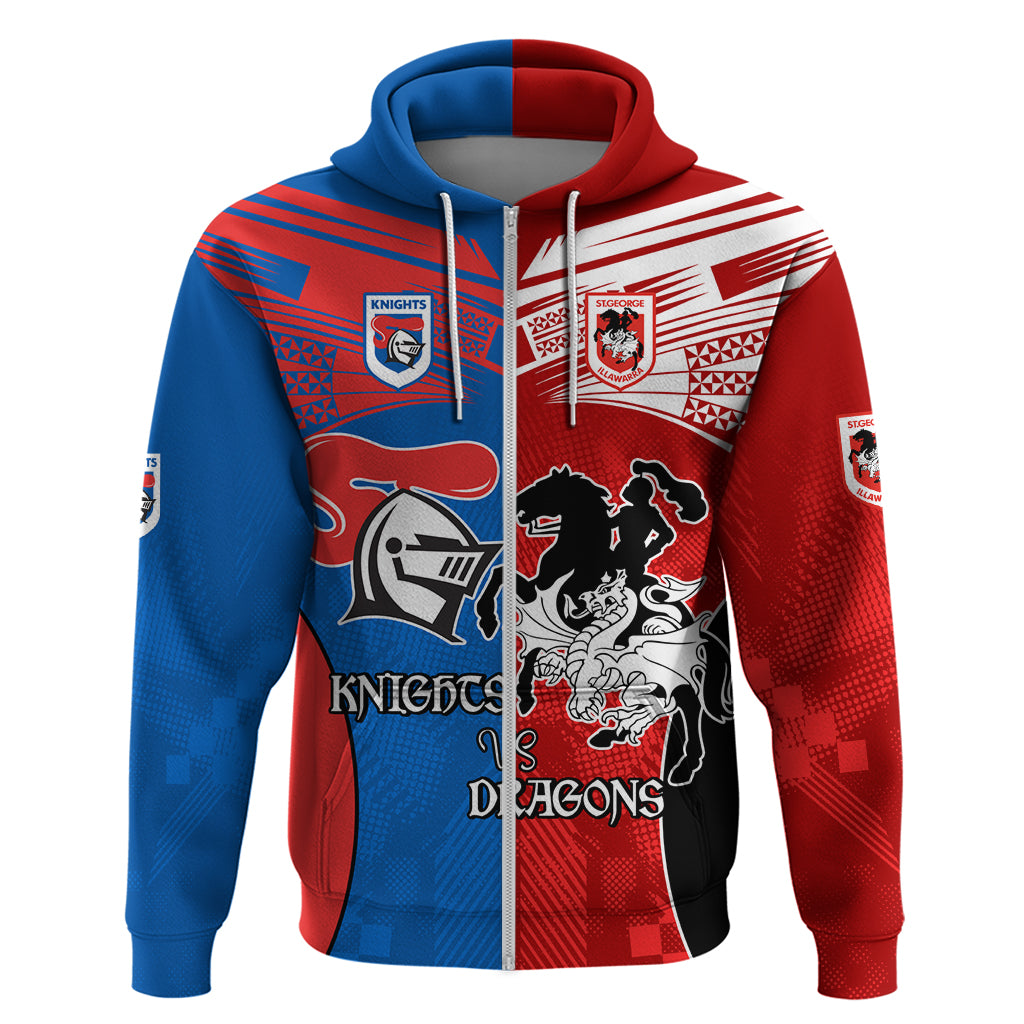 NRL Dragons and Knights Sporty Style Zip Hoodie
