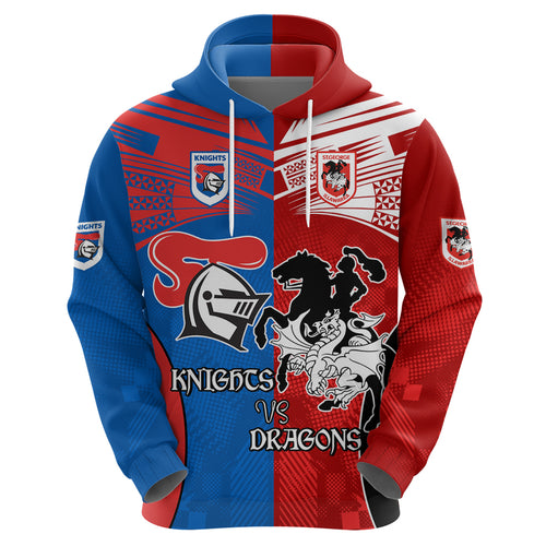 NRL Dragons and Knights Sporty Style Zip Hoodie