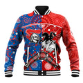 NRL Knights and Dragons Together Baseball Jacket Boomerang Indigenous Dots