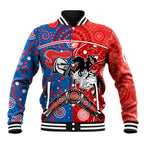 NRL Knights and Dragons Together Baseball Jacket Boomerang Indigenous Dots