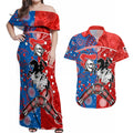 NRL Knights and Dragons Together Couples Matching Off Shoulder Maxi Dress and Hawaiian Shirt Boomerang Indigenous Dots