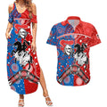 NRL Knights and Dragons Together Couples Matching Summer Maxi Dress and Hawaiian Shirt Boomerang Indigenous Dots
