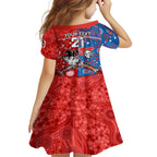 NRL Knights and Dragons Together Family Matching Short Sleeve Bodycon Dress and Hawaiian Shirt Boomerang Indigenous Dots