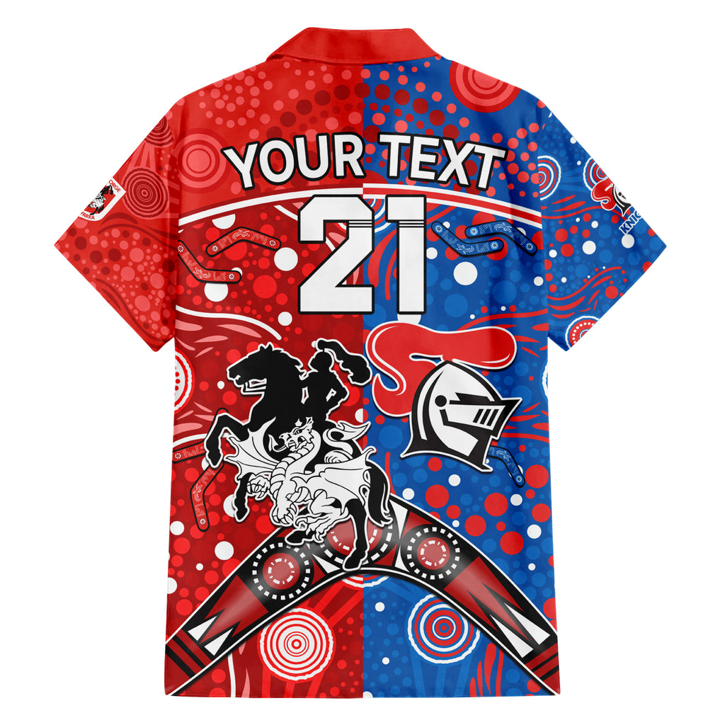 NRL Knights and Dragons Together Hawaiian Shirt Boomerang Indigenous Dots