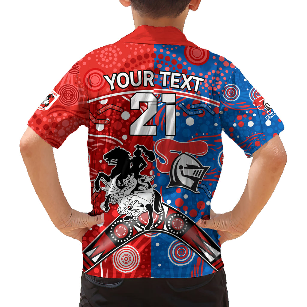 NRL Knights and Dragons Together Hawaiian Shirt Boomerang Indigenous Dots