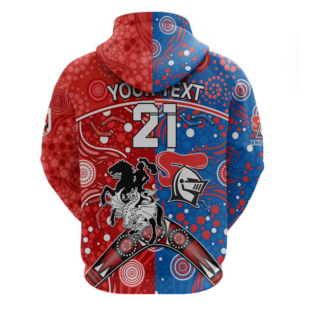 NRL Knights and Dragons Together Hoodie Boomerang Indigenous Dots