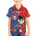 NRL Knights and Dragons Together Kid Hawaiian Shirt Boomerang Indigenous Dots