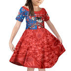 NRL Knights and Dragons Together Kid Short Sleeve Dress Boomerang Indigenous Dots