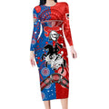 NRL Knights and Dragons Together Long Sleeve Bodycon Dress Boomerang Indigenous Dots