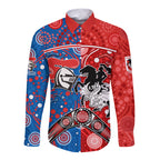 NRL Knights and Dragons Together Long Sleeve Button Shirt Boomerang Indigenous Dots