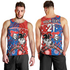 NRL Knights and Dragons Together Men Tank Top Boomerang Indigenous Dots