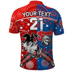 NRL Knights and Dragons Together Polo Shirt Boomerang Indigenous Dots