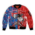NRL Knights and Dragons Together Sleeve Zip Bomber Jacket Boomerang Indigenous Dots