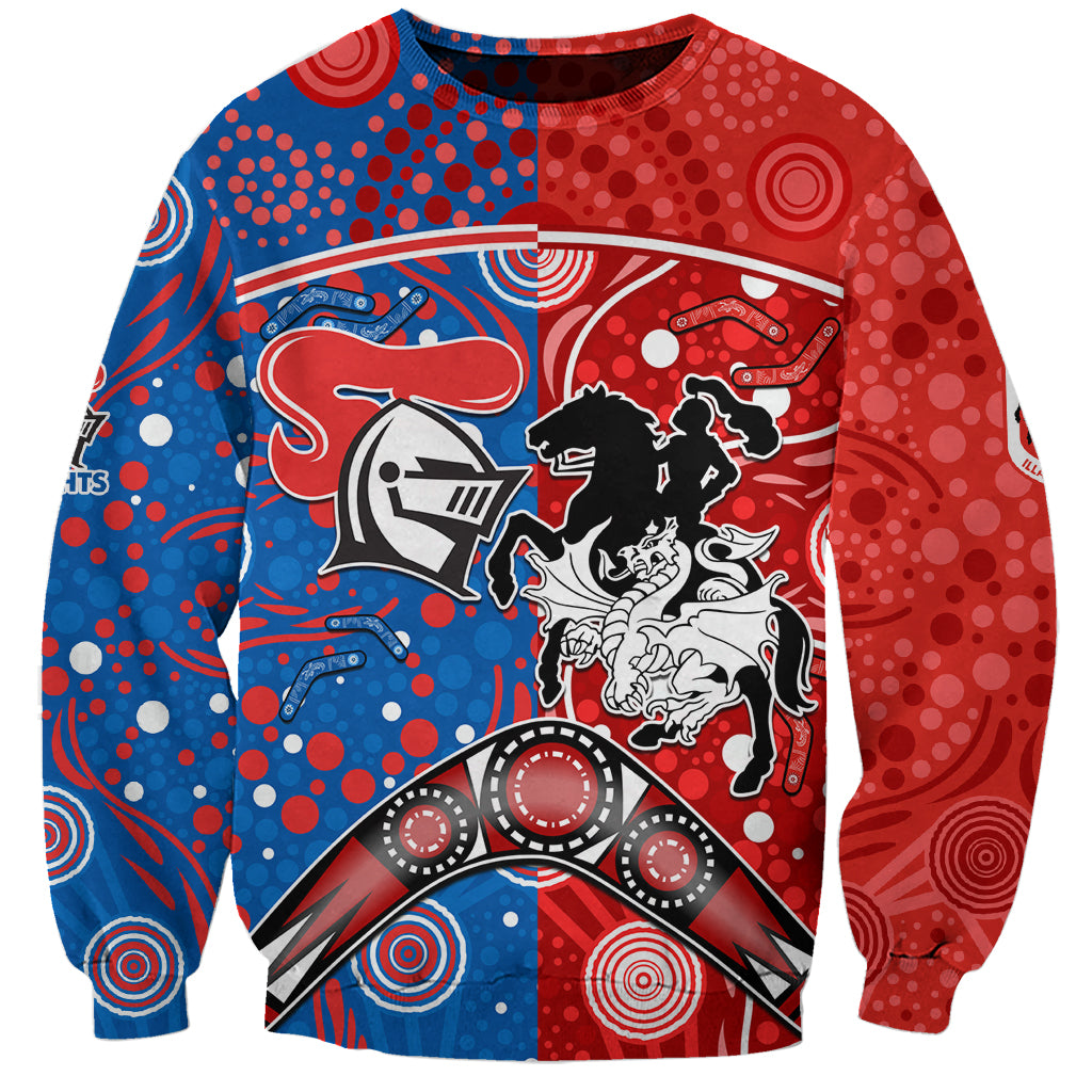 NRL Knights and Dragons Together Sweatshirt Boomerang Indigenous Dots