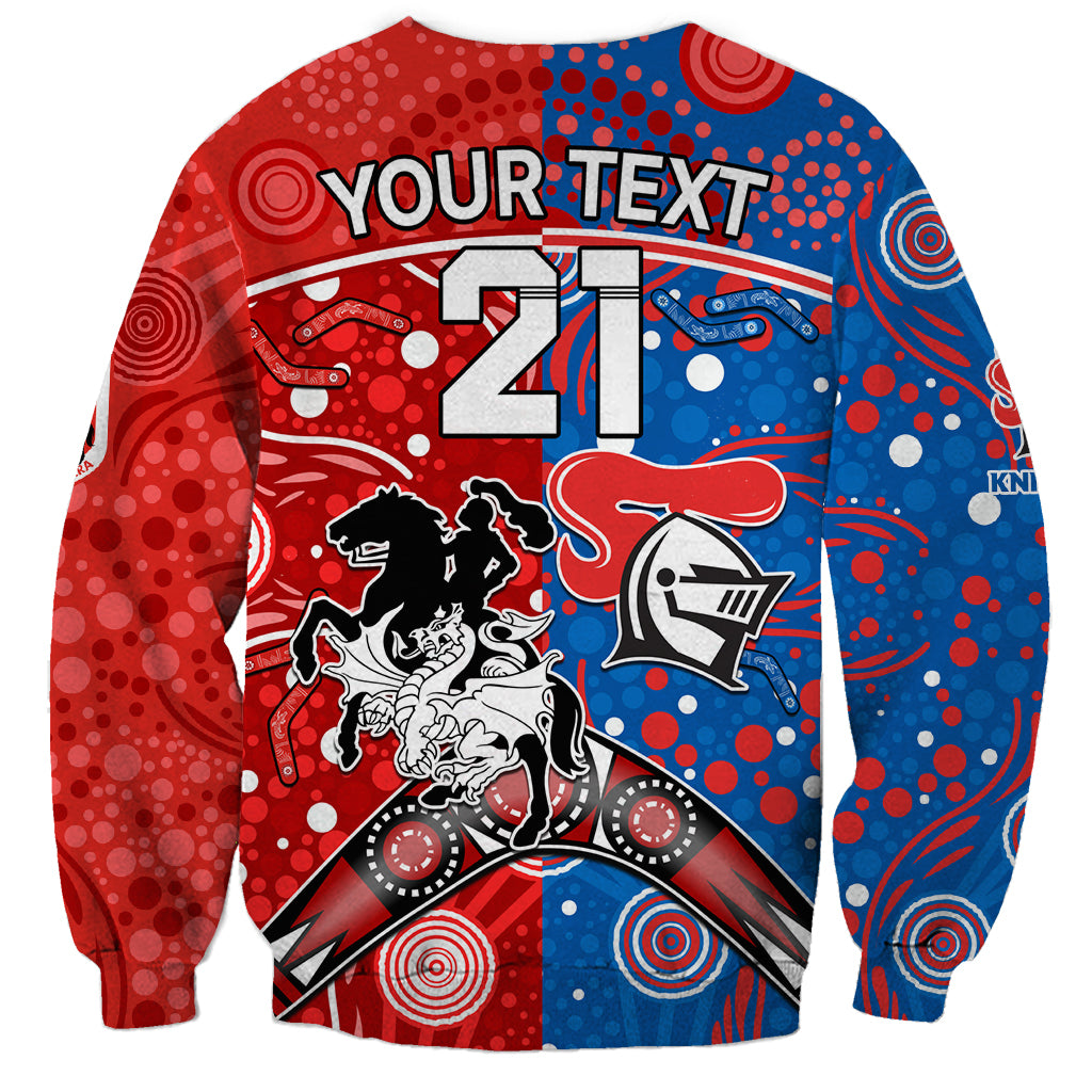 NRL Knights and Dragons Together Sweatshirt Boomerang Indigenous Dots