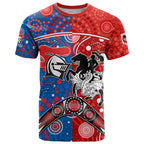 NRL Knights and Dragons Together T Shirt Boomerang Indigenous Dots