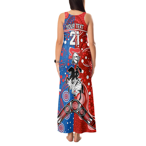 NRL Knights and Dragons Together Tank Maxi Dress Boomerang Indigenous Dots