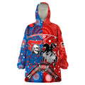 NRL Knights and Dragons Together Wearable Blanket Hoodie Boomerang Indigenous Dots