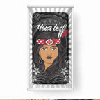 New Zealand Custom Women's Day Baby Bed Cover Maori Girl Feathers of Hope - Black