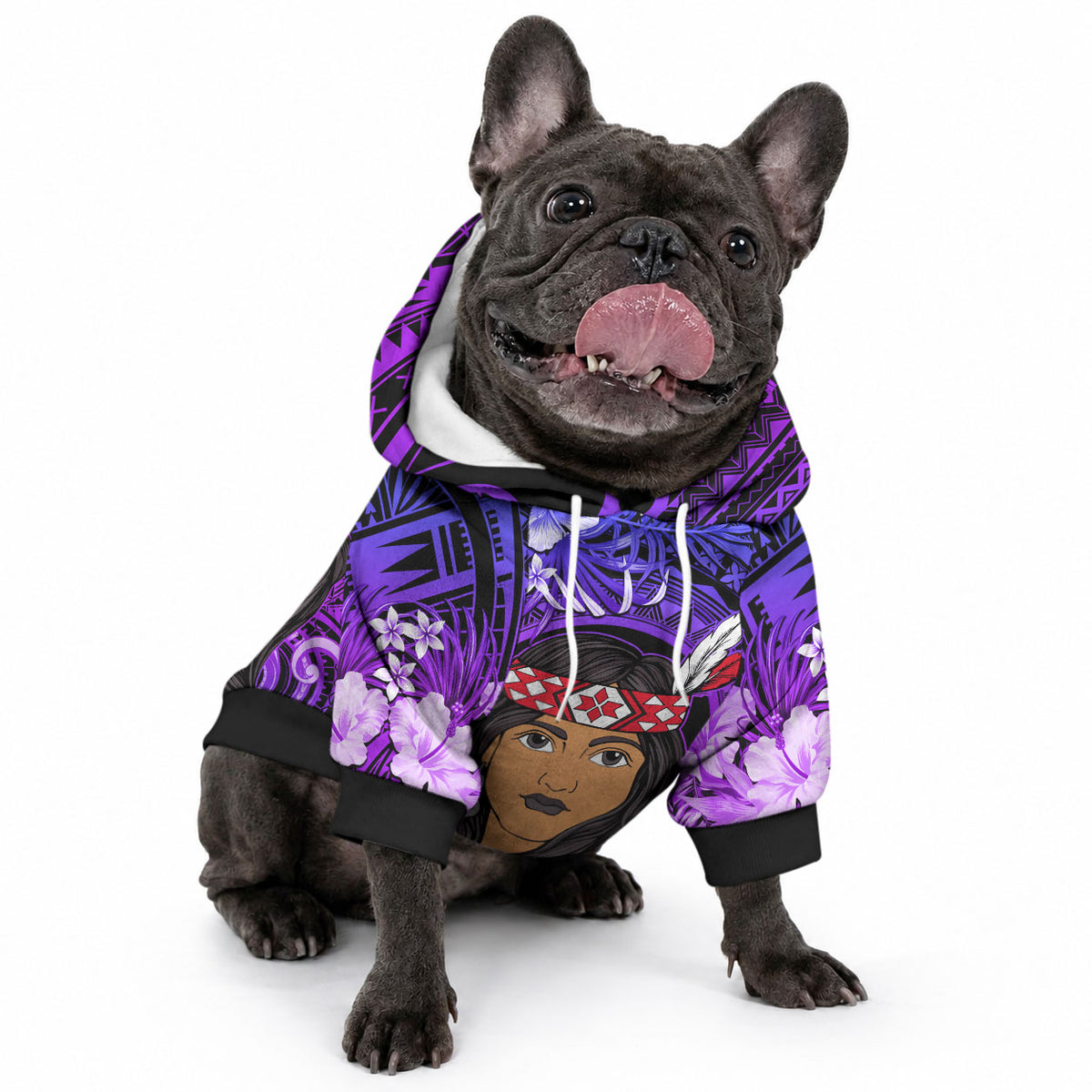 New Zealand Custom Women's Day Pet Hoodie Maori Girl Feathers of Hope - Purple