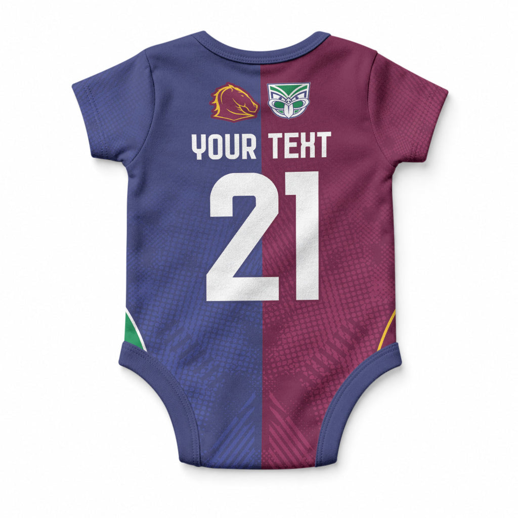 Custom Warriors-Broncos Baby Onesie Together Sporty Style