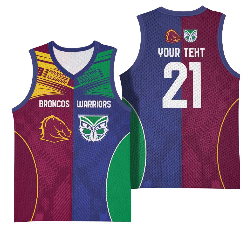 Custom Warriors-Broncos Basketball Jersey Together Sporty Style