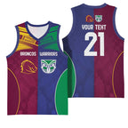 Custom Warriors-Broncos Basketball Jersey Together Sporty Style
