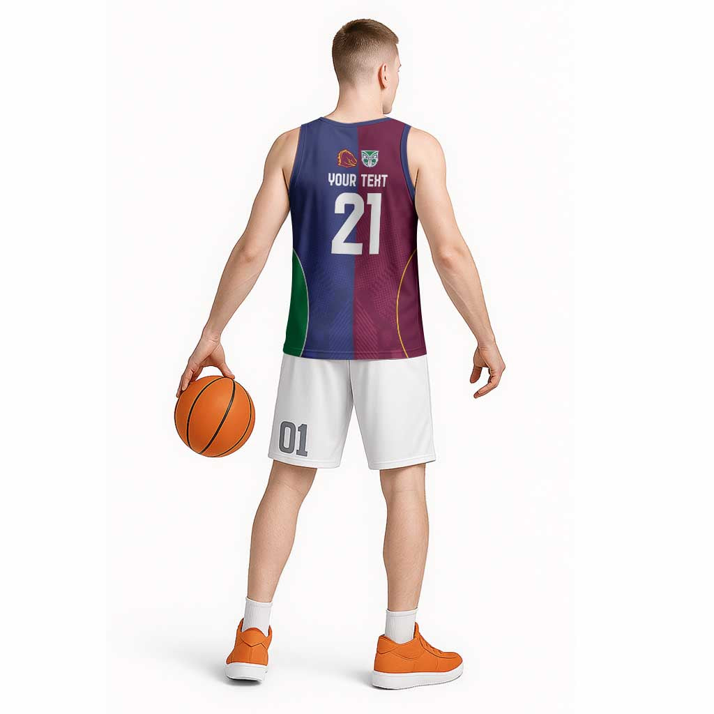 Custom Warriors-Broncos Basketball Jersey Together Sporty Style