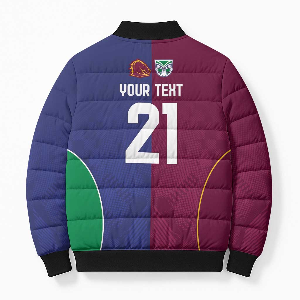 Custom Warriors-Broncos Bomber Puffer Jacket Together Sporty Style