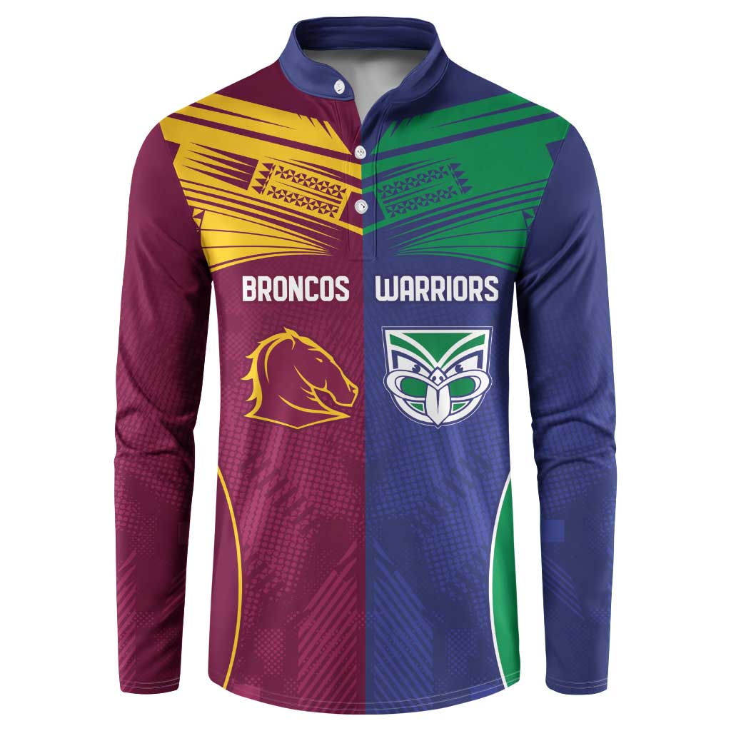 Custom Warriors-Broncos Button Sweatshirt Together Sporty Style