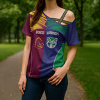 Custom Warriors-Broncos Cross Shoulder Shirt Together Sporty Style