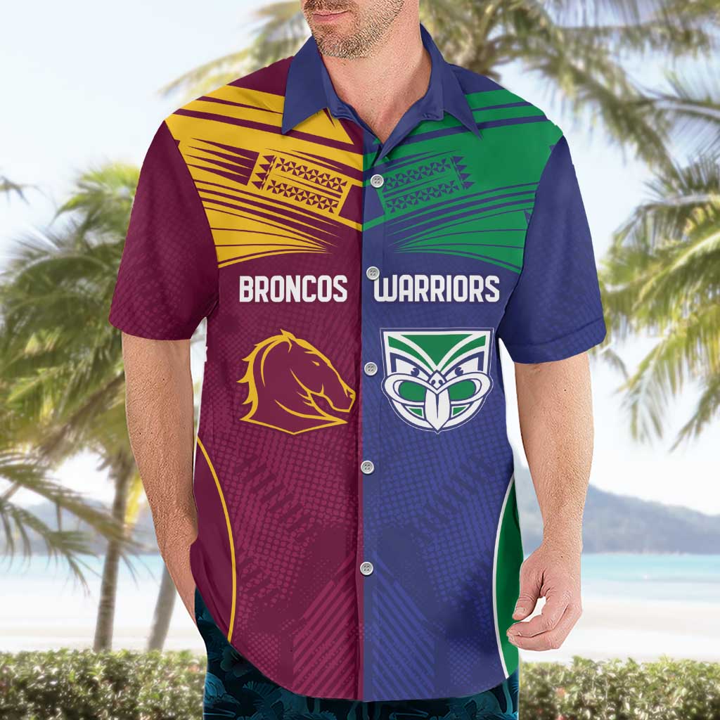 Custom Warriors-Broncos Hawaiian Shirt Together Sporty Style