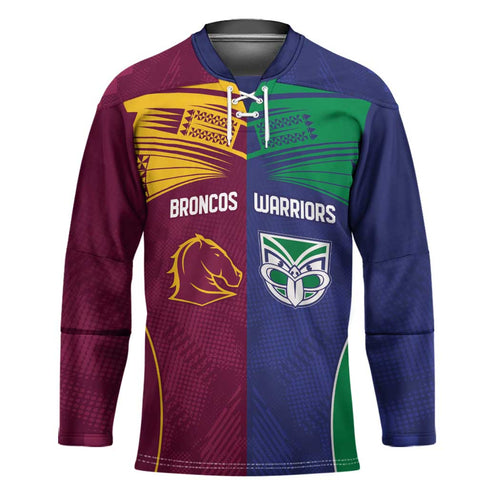 Custom Warriors-Broncos Hockey Jersey Together Sporty Style