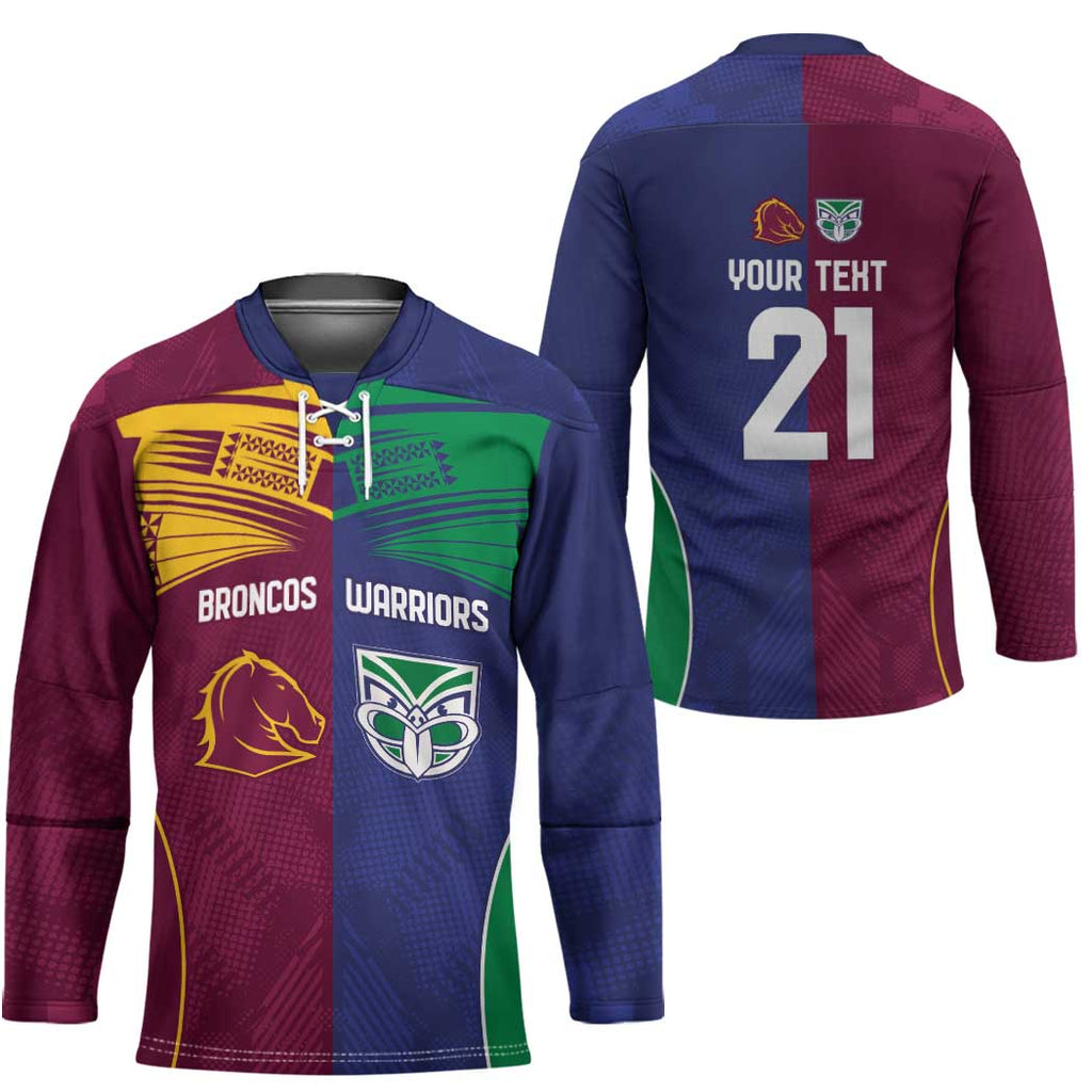Custom Warriors-Broncos Hockey Jersey Together Sporty Style